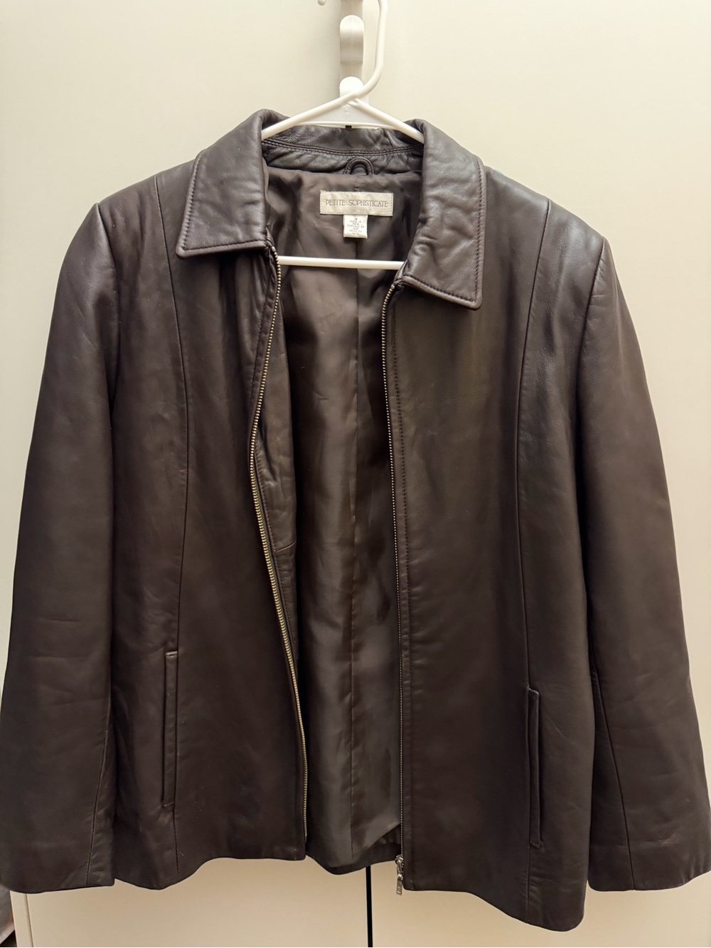 Petite Sophisticate Dark Brown Leather Jacket